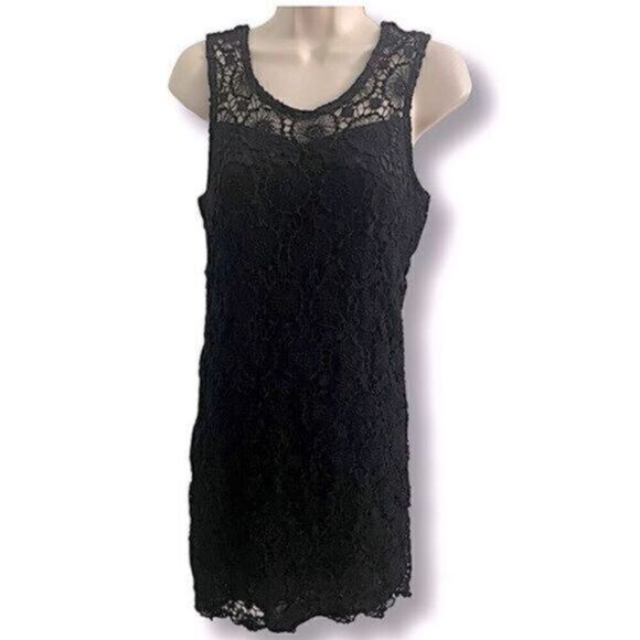 Mud Pie Black Sleeveless Lace Crochet Dress Size XS Wednesday Addams vibes - Picture 1 of 5